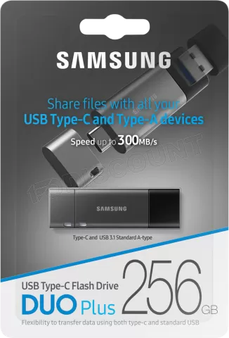 Photo de Clé USB 3.1 Type A/C Samsung Duo Plus 256Go (Gris)