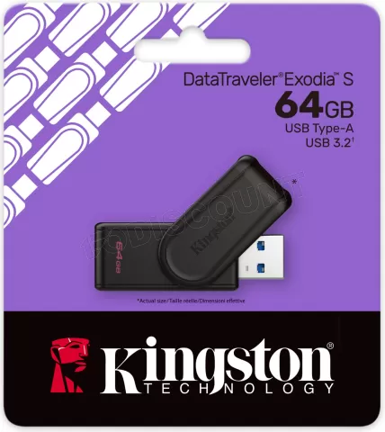 Photo de Clé USB 3.2 Kingston DataTraveler Exodia S - 64Go (Noir)