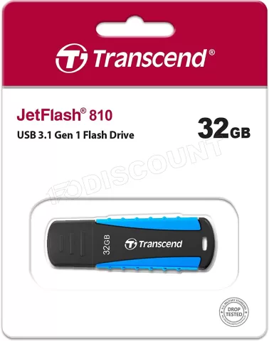 Photo de Clé USB 3.2 Transcend JetFlash 810 - 32Go (Noir/Bleu)