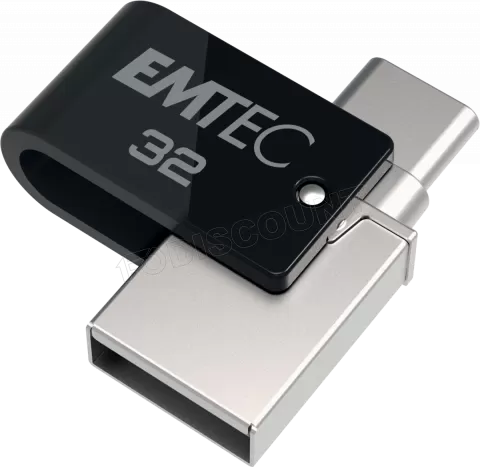 Photo de Clé USB 3.2 Type-A/C Emtec T260C Mobile & Go - 32Go (Noir)
