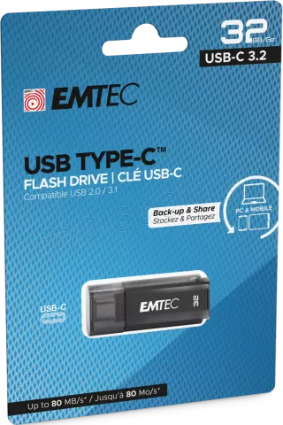 Photo de Clé USB 3.2 Type C Emtec D400 - 32Go (Noir)