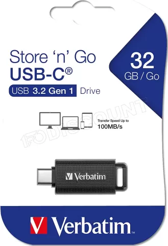 Photo de Clé USB 3.2 Type C Verbatim Store'n'Go - 32Go (Noir)