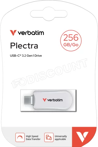 Photo de Clé USB-C 3.2 Verbatim Plectra - 256Go (Blanc)