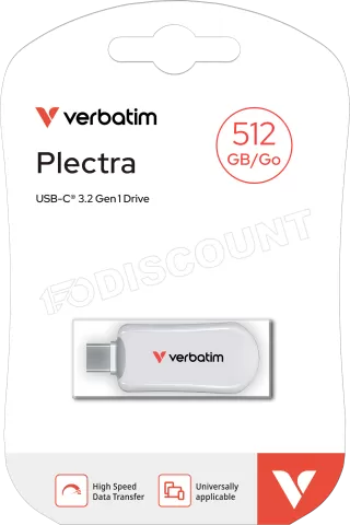 Photo de Clé USB-C 3.2 Verbatim Plectra - 512Go (Blanc)