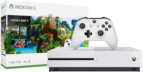 Photo de Console Microsoft Xbox One S 1To avec jeu Minecraft Creators (Blanc)