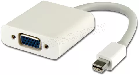 Photo de Convertisseur Connectland Mini DisplayPort mâle vers VGA femelle (D-sub DE-15) 15cm (Blanc)