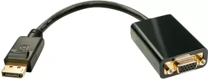 Photo de Convertisseur Lindy DisplayPort mâle vers VGA femelle (D-sub DE-15) 15cm (Noir)