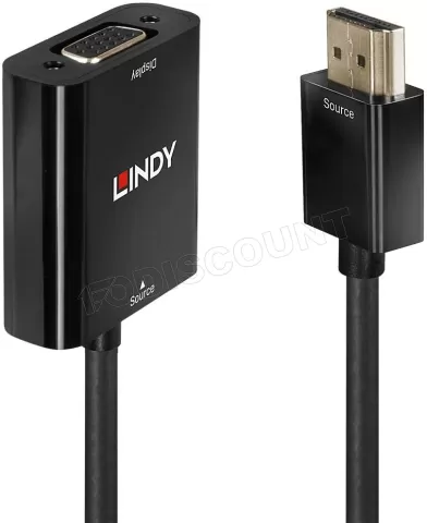 Photo de Convertisseur Lindy HDMI mâle (Type A) 1.3 vers VGA femelle (D-sub DE-15) 10cm (Noir)