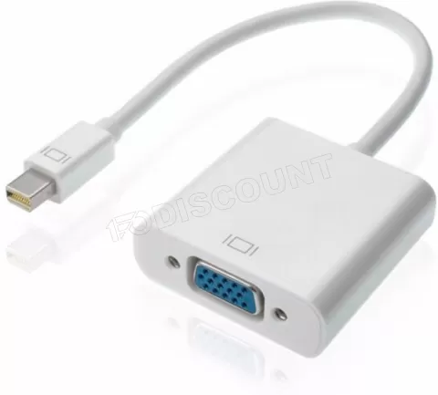Photo de Convertisseur Mini DisplayPort mâle 1.1 vers VGA femelle (D-sub DE-15) 10cm (Blanc)