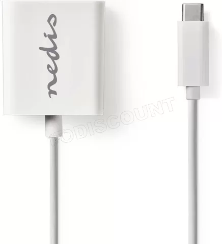 Photo de Convertisseur Nedis USB Type C mâle vers VGA femelle (D-sub DE-15) 10cm (Blanc)