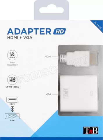 Photo de Convertisseur T'nB HDMI mâle 1.2 vers VGA femelle (D-sub DE-15) 10cm (Blanc)