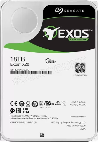 Photo de Disque Dur 3,5" Seagate Exos X20 18To - S-ATA