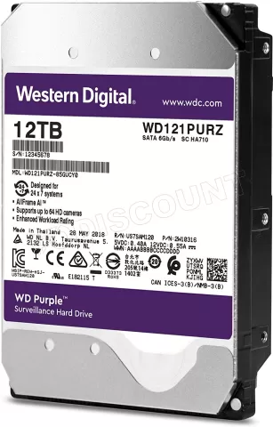 Photo de Disque Dur 3,5" Western Digital Purple Surveillance 12To  - S-ATA 256Mo