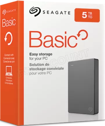 Photo de Disque Dur externe Seagate Basic - 5To (Gris)