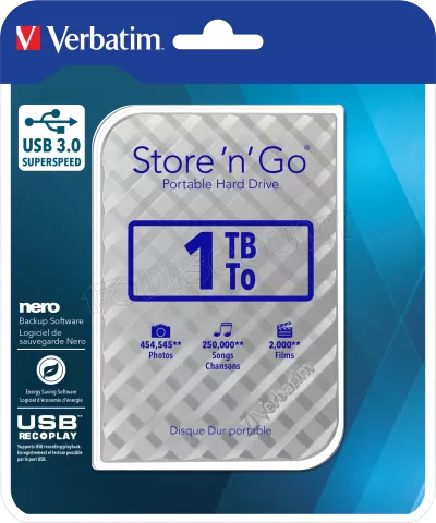 Photo de Disque Dur externe Verbatim Store'N'Go - 1To (Argent)