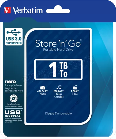 Photo de Disque Dur externe Verbatim Store'N'Go - 1To (Bleu)