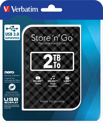 Photo de Disque Dur externe Verbatim Store'N'Go - 2To  (Noir)