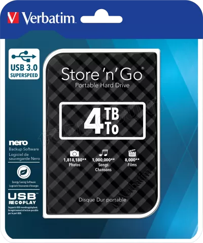 Photo de Disque Dur externe Verbatim Store'N'Go - 4To (Noir)