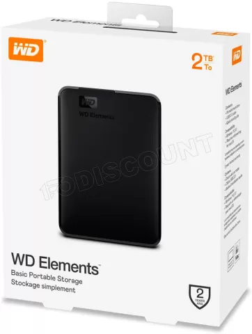 Disque Dur externe Western Digital Elements Portable - 2To (Noir) à prix bas