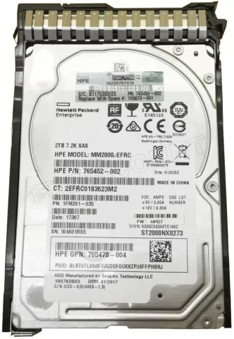 Photo de Disque Dur portable HP Enterprise 2"1/2 SFF 2000Go (2To) 7200 trs (765466-B21)