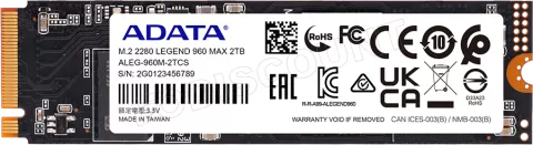 Photo de Disque SSD Adata Legend 960 Max 2To  avec dissipateur - M.2 NVMe Type 2280