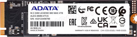 Photo de Disque SSD Adata Legend 960 Max 4To  avec dissipateur - M.2 NVMe Type 2280