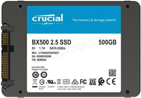 Photo de Disque SSD Crucial BX500 500Go - S-ATA 2,5" Version OEM