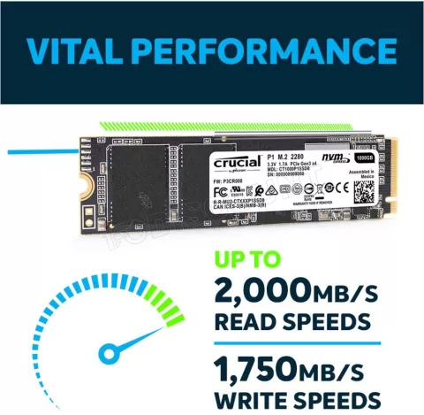 Photo de Disque SSD Crucial P1 1To  - M.2 NVMe Type 2280