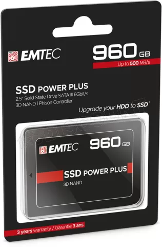 Photo de Disque SSD Emtec X150 Power Plus 1To (960Go) - S-ATA 2,5"