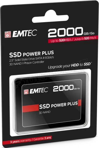 Photo de Disque SSD Emtec X150 Power Plus 2To (2000Go) - S-ATA 2,5"