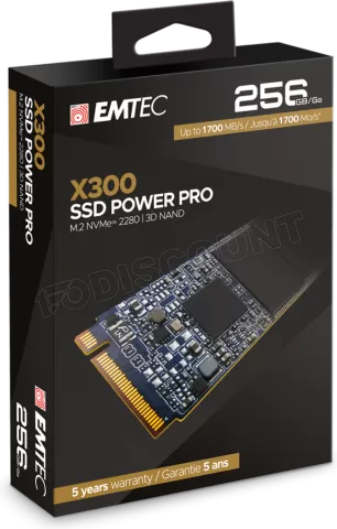 Photo de Disque SSD Emtec X300 Power Pro 256Go - NVMe M.2 Type 2280