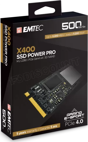 Photo de Disque SSD Emtec X400 Power Pro 500Go - NVMe M.2 Type 2280