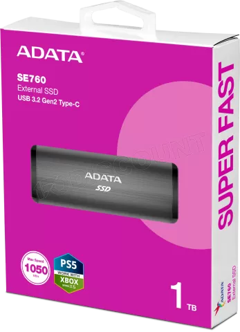 Photo de Disque SSD externe Adata SE760 - 1To (Gris)