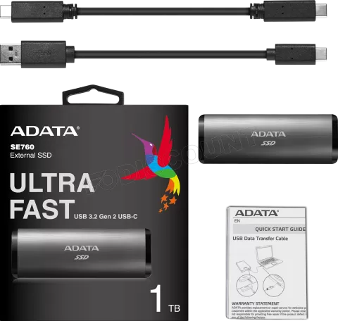 Photo de Disque SSD externe Adata SE760 - 1To (Gris)