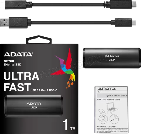 Photo de Disque SSD externe Adata SE760 - 1To (Noir)