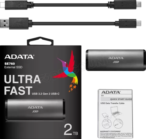 Photo de Disque SSD externe Adata SE760 - 2To (Gris)