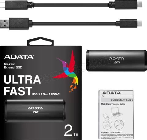 Photo de Disque SSD externe Adata SE760 - 2To (Noir)