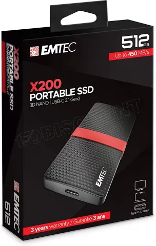 Photo de Disque SSD externe Emtec X200 - 512Go (Noir)