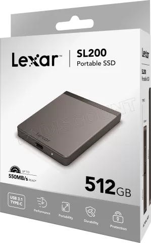 Photo de Disque SSD externe Lexar SL200 - 512Go (Gris)