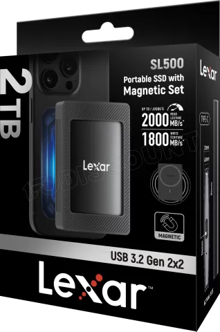 Photo de Disque SSD externe Lexar SL500M - 2To (Noir)