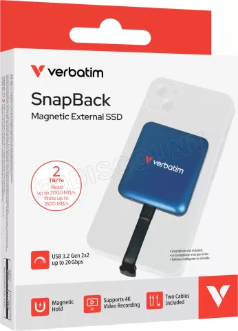 Photo de Disque SSD externe magnétique Verbatim SnapBack - 2To (Bleu)