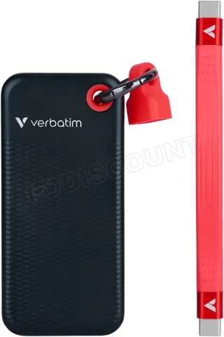Photo de Disque SSD externe Verbatim Pocket - 128Go (Noir/Rouge)