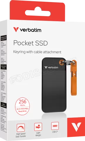 Photo de Disque SSD externe Verbatim Pocket - 256Go (Noir/Orange)