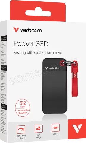 Photo de Disque SSD externe Verbatim Pocket - 512Go (Noir/Rouge)
