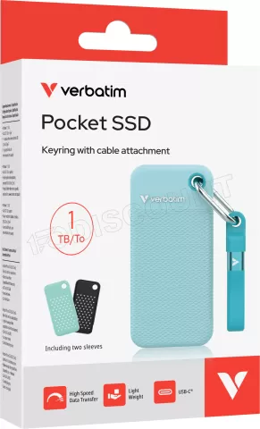 Photo de Disque SSD externe Verbatim Pocket SSD Couleur - 1To (Noir/Bleu)