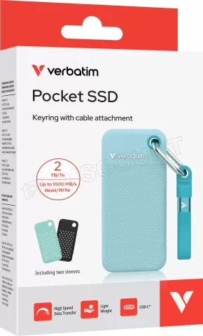 Photo de Disque SSD externe Verbatim Pocket SSD Couleur - 2To (Noir/Bleu)