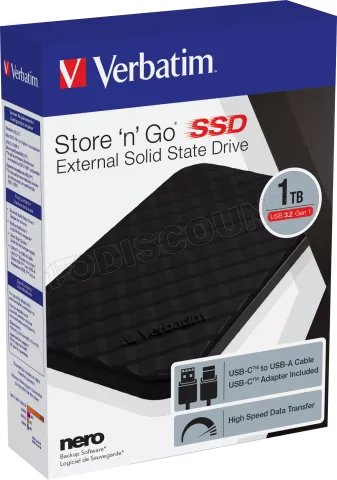 Photo de Disque SSD externe Verbatim Store'N'Go - 1To  (Noir)