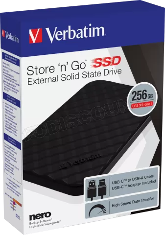 Photo de Disque SSD externe Verbatim Store'N'Go - 256Go (Noir)