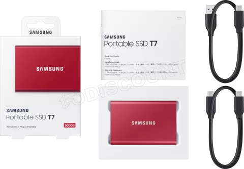 Photo de Disque SSD NVMe externe Samsung T7 - 500Go (Rouge)