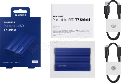 Photo de Disque SSD NVMe externe Samsung T7 Shield - 2To  (Bleu)